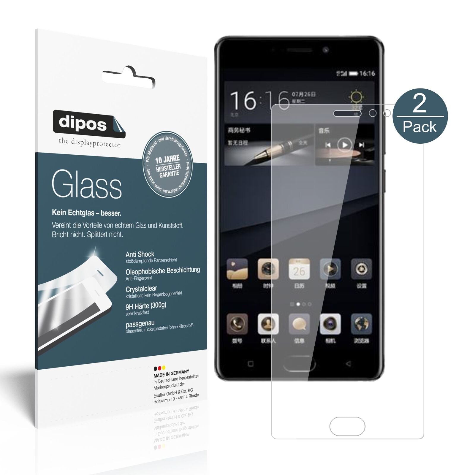 GioneeM6S Plus mit aufgebrachter dipos Flex Schutzfolie, glasklare Darstellung ohne Einschränkungen