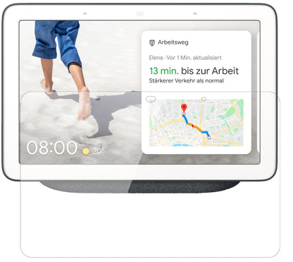 GoogleNest Max mit aufgebrachter dipos Flex Schutzfolie, glasklare Darstellung ohne Einschränkungen