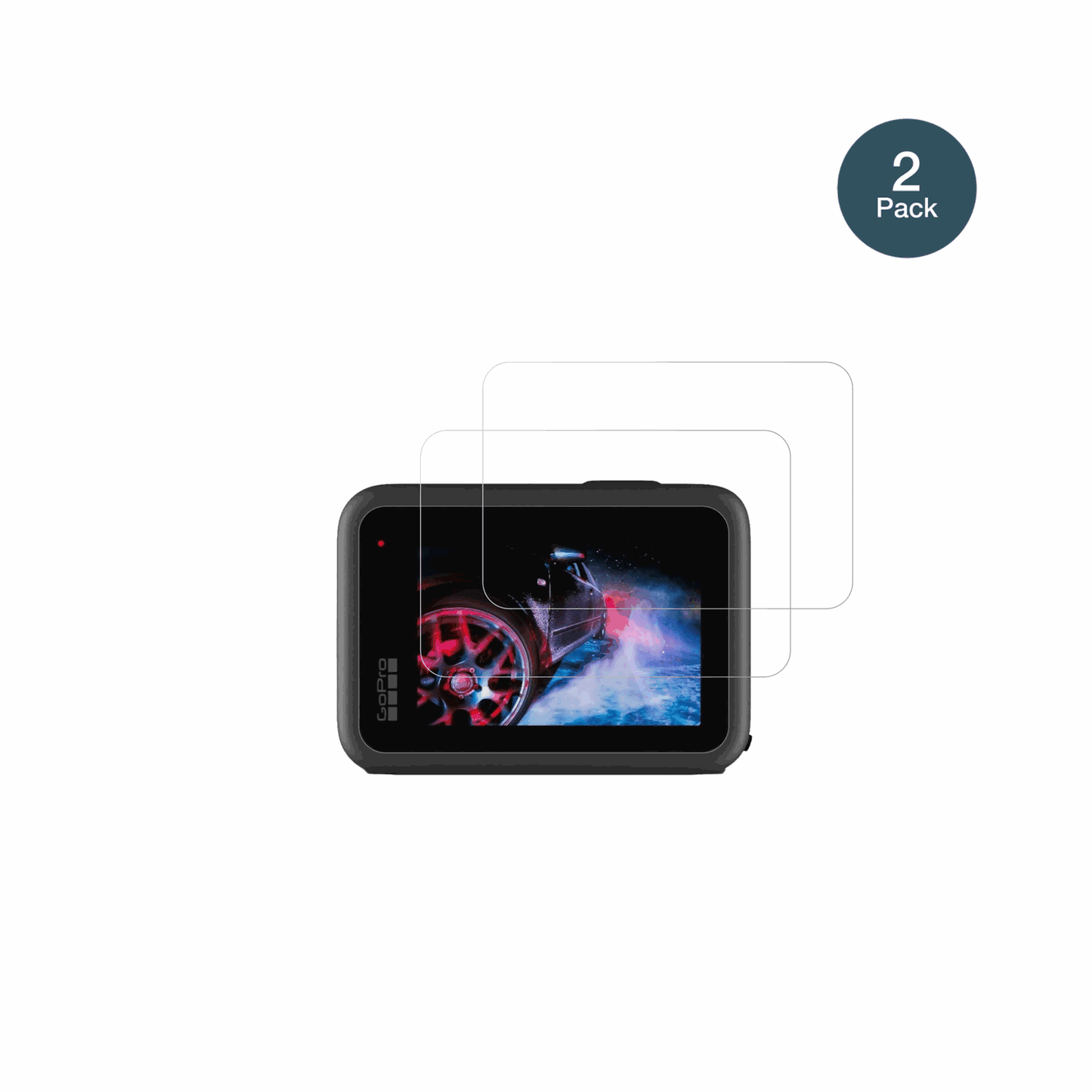 GoProHERO9 mit aufgebrachter dipos Flex Schutzfolie, glasklare Darstellung ohne Einschränkungen