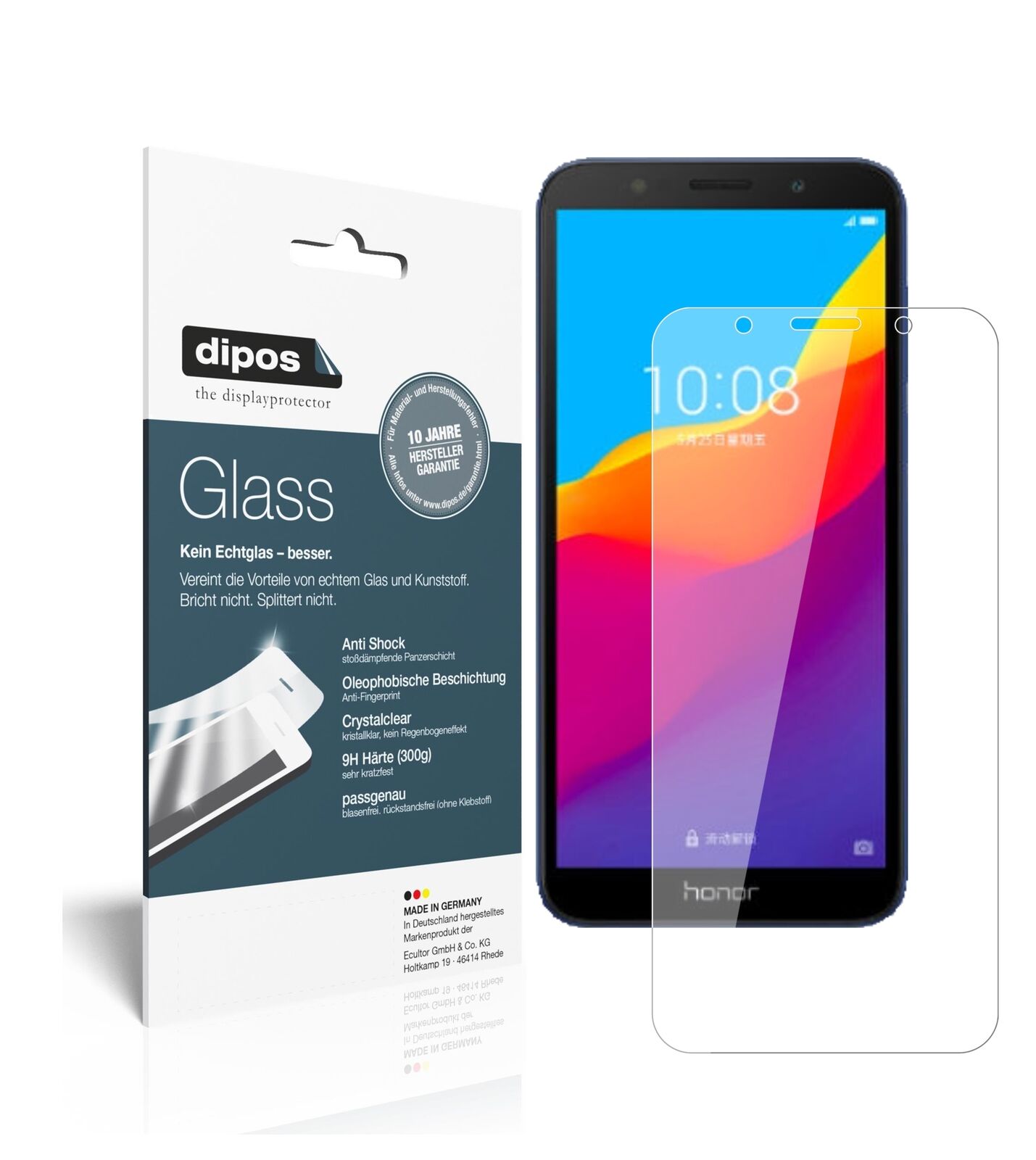 Honor7 play mit aufgebrachter dipos Flex Schutzfolie, glasklare Darstellung ohne Einschränkungen