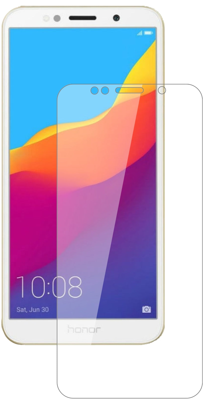 Honor7A mit aufgebrachter dipos Flex Schutzfolie, glasklare Darstellung ohne Einschränkungen