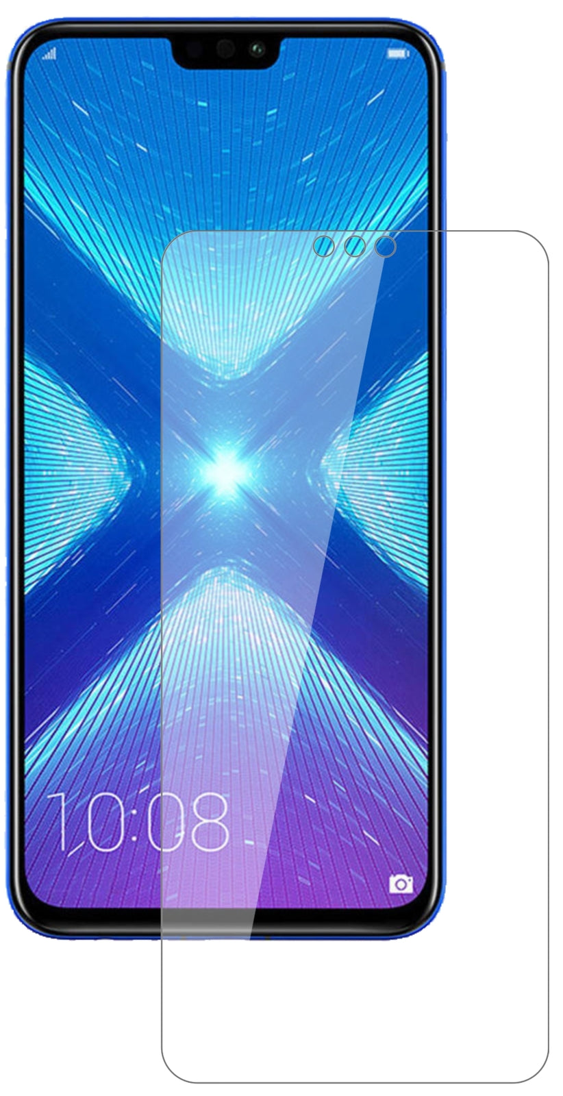 Honor8X mit aufgebrachter dipos Flex Schutzfolie, glasklare Darstellung ohne Einschränkungen