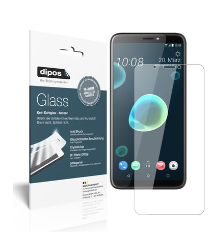 HTCDesire 12 Plus mit aufgebrachter dipos Flex Schutzfolie, glasklare Darstellung ohne Einschränkungen