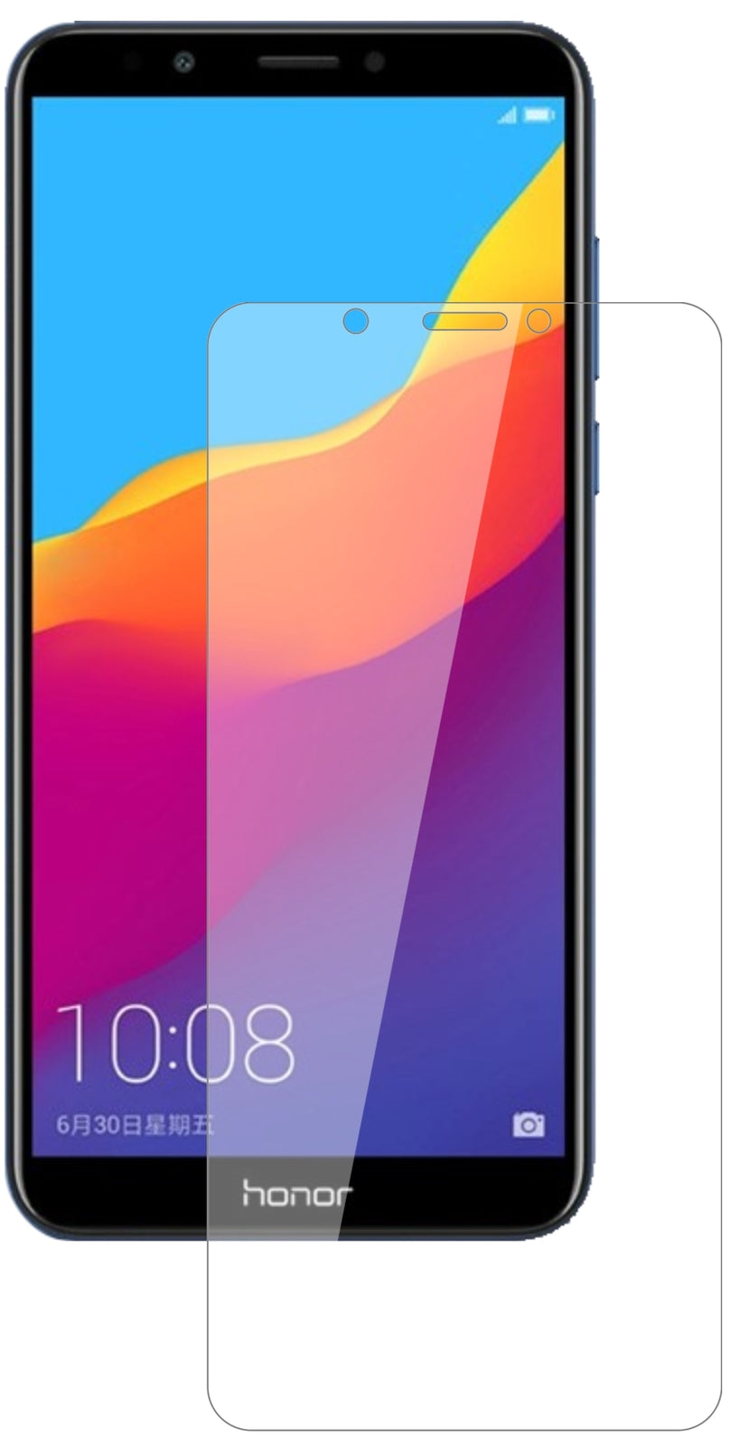 HuaweiHonor 7C mit aufgebrachter dipos Flex Schutzfolie, glasklare Darstellung ohne Einschränkungen