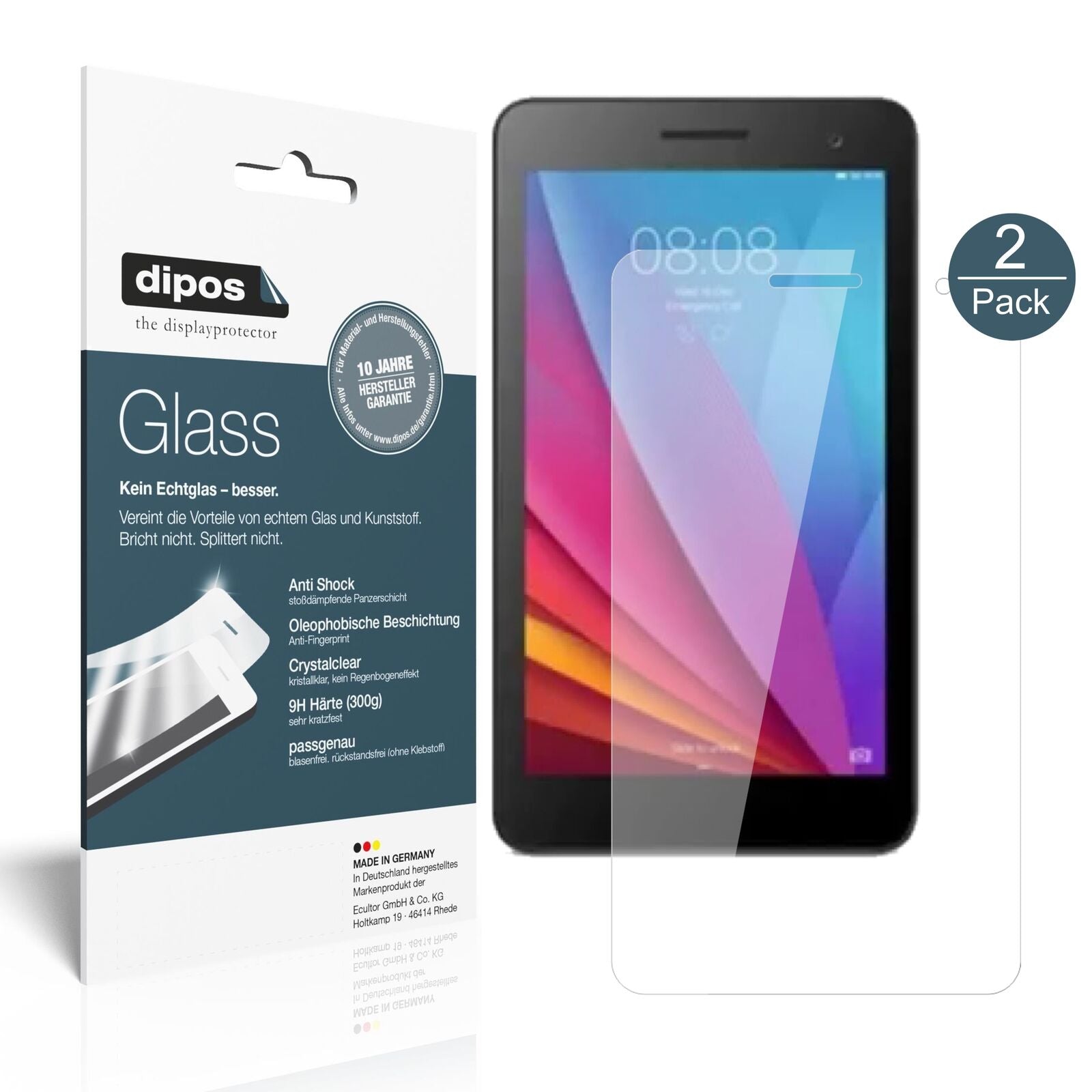 HuaweiMediapad T1 7.0 mit aufgebrachter dipos Flex Schutzfolie, glasklare Darstellung ohne Einschränkungen
