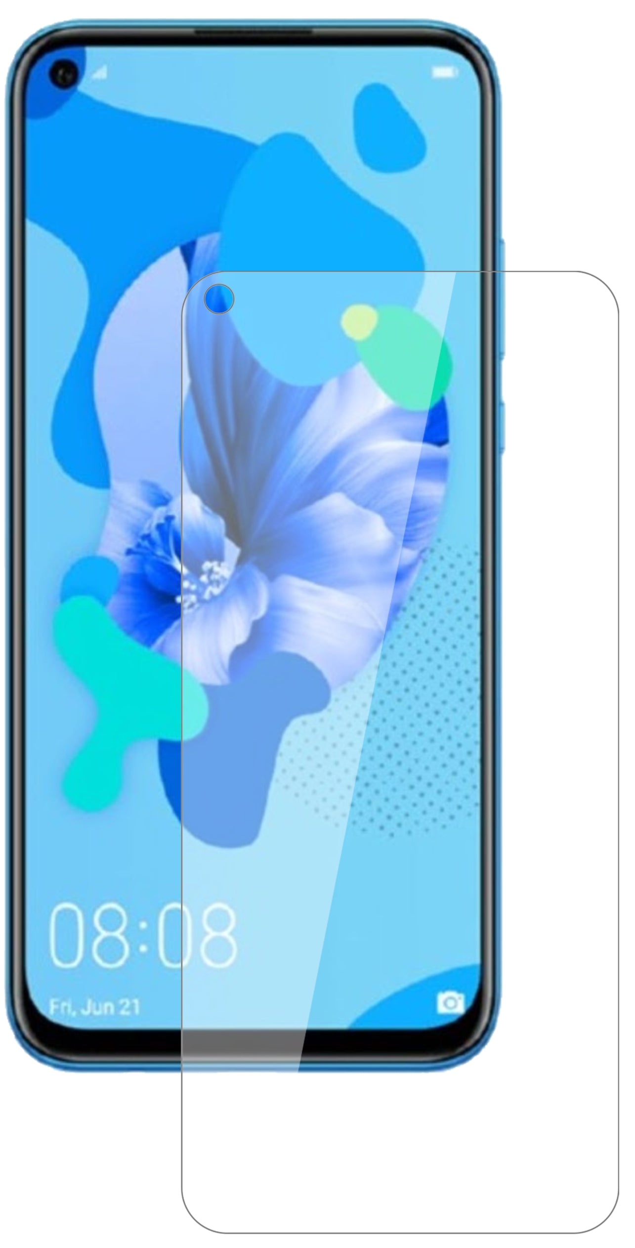 Huaweinova 5 mit aufgebrachter dipos Flex Schutzfolie, glasklare Darstellung ohne Einschränkungen