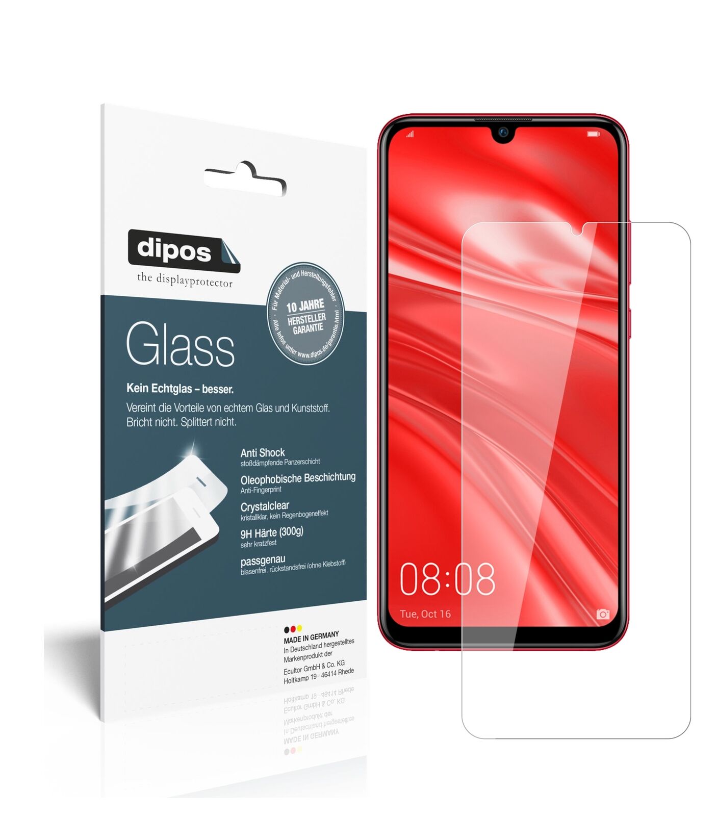 HuaweiNova Lite 3 mit aufgebrachter dipos Flex Schutzfolie, glasklare Darstellung ohne Einschränkungen