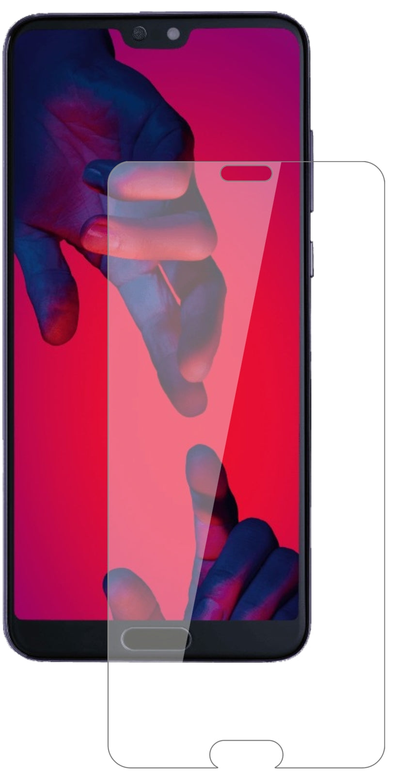 HuaweiP20 mit aufgebrachter dipos Flex Schutzfolie, glasklare Darstellung ohne Einschränkungen