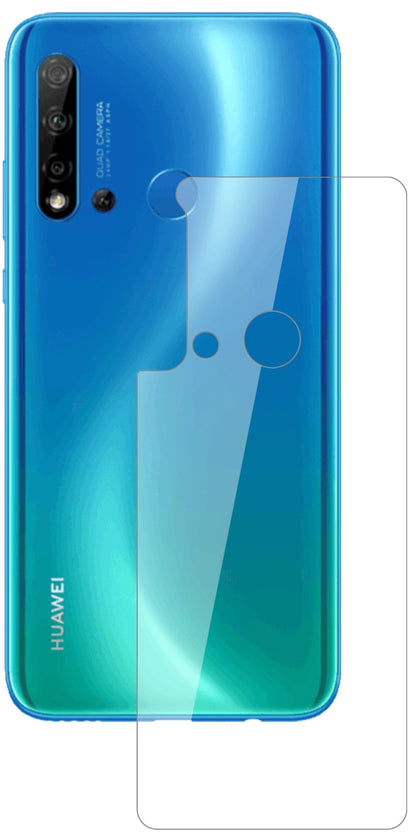 HuaweiP20 lite (2019) Rückseite mit aufgebrachter dipos Flex Schutzfolie, glasklare Darstellung ohne Einschränkungen