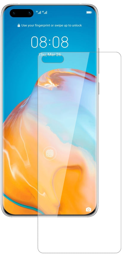 HuaweiP40 Pro mit aufgebrachter dipos Flex Schutzfolie, glasklare Darstellung ohne Einschränkungen
