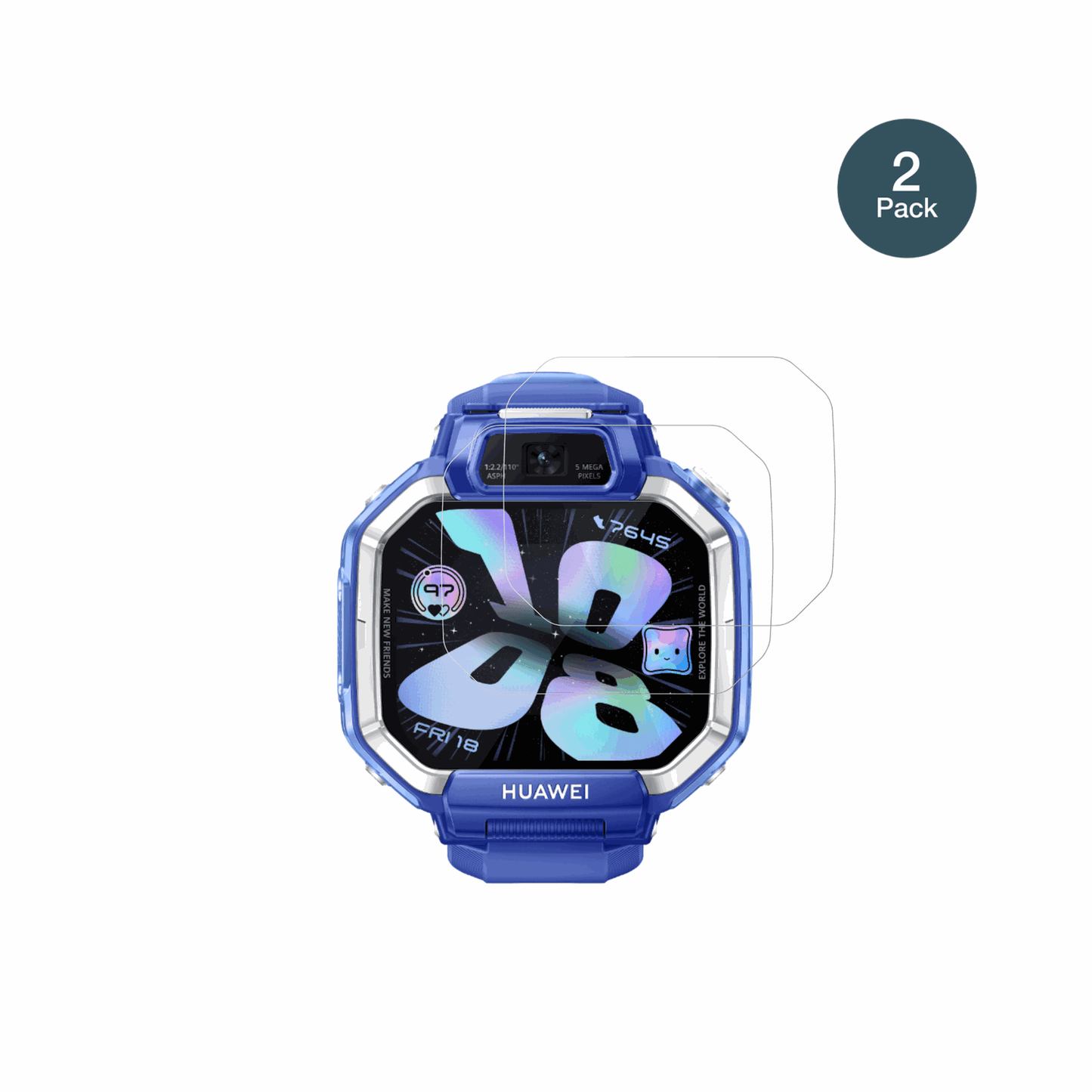 HuaweiWatch Kids X1 mit aufgebrachter dipos Flex Schutzfolie, glasklare Darstellung ohne Einschränkungen