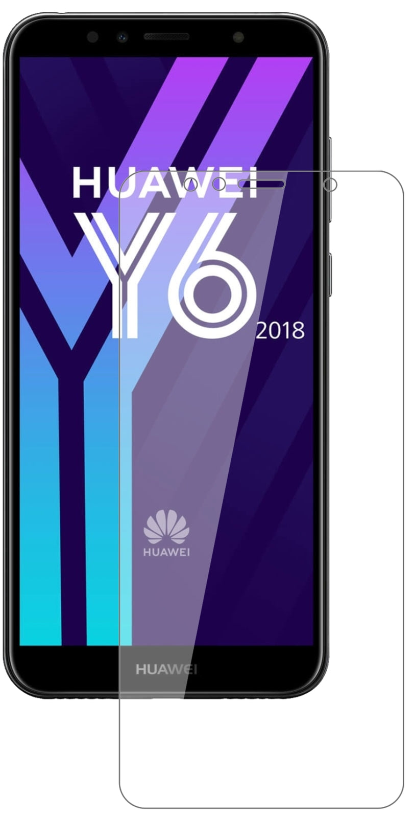 HuaweiY6 (2018) mit aufgebrachter dipos Flex Schutzfolie, glasklare Darstellung ohne Einschränkungen