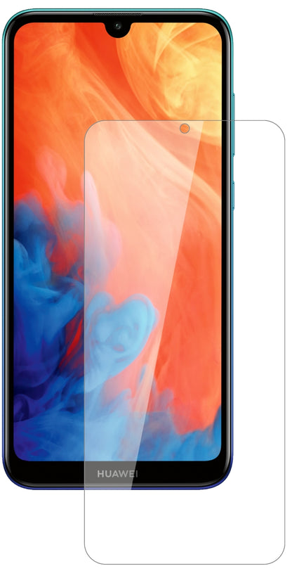 HuaweiY7 Prime (2019) mit aufgebrachter dipos Flex Schutzfolie, glasklare Darstellung ohne Einschränkungen
