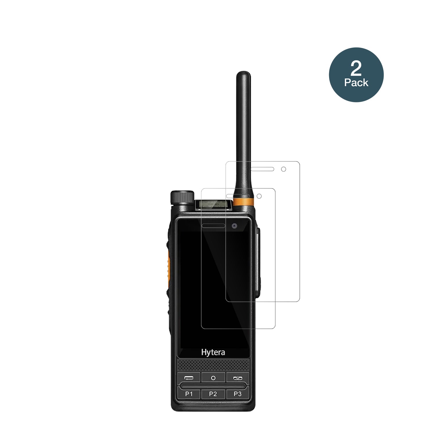 HyteraPDC680 mit aufgebrachter dipos Flex Schutzfolie, glasklare Darstellung ohne Einschränkungen