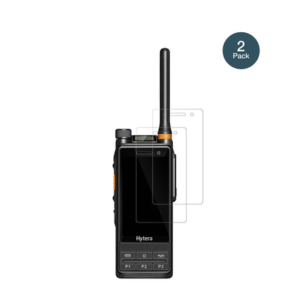 HyteraPDC680 mit aufgebrachter dipos Flex Schutzfolie, glasklare Darstellung ohne Einschränkungen