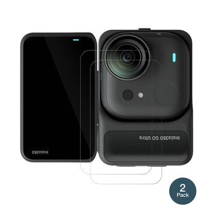 Insta360Go Ultra mit aufgebrachter dipos Flex Schutzfolie, glasklare Darstellung ohne Einschränkungen