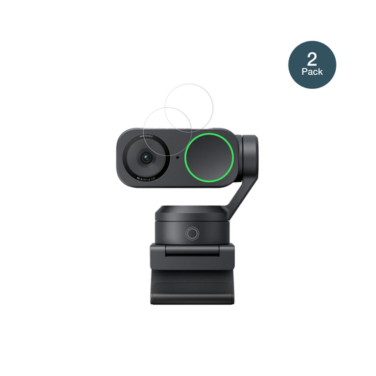 Insta360Link 2 mit aufgebrachter dipos Flex Schutzfolie, glasklare Darstellung ohne Einschränkungen