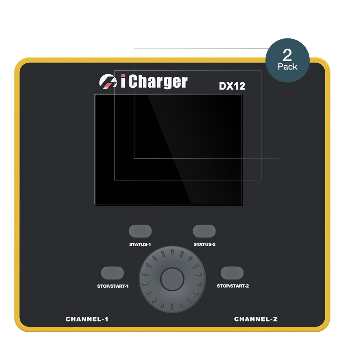 JunsiiCharger DX12 mit aufgebrachter dipos Flex Schutzfolie, glasklare Darstellung ohne Einschränkungen