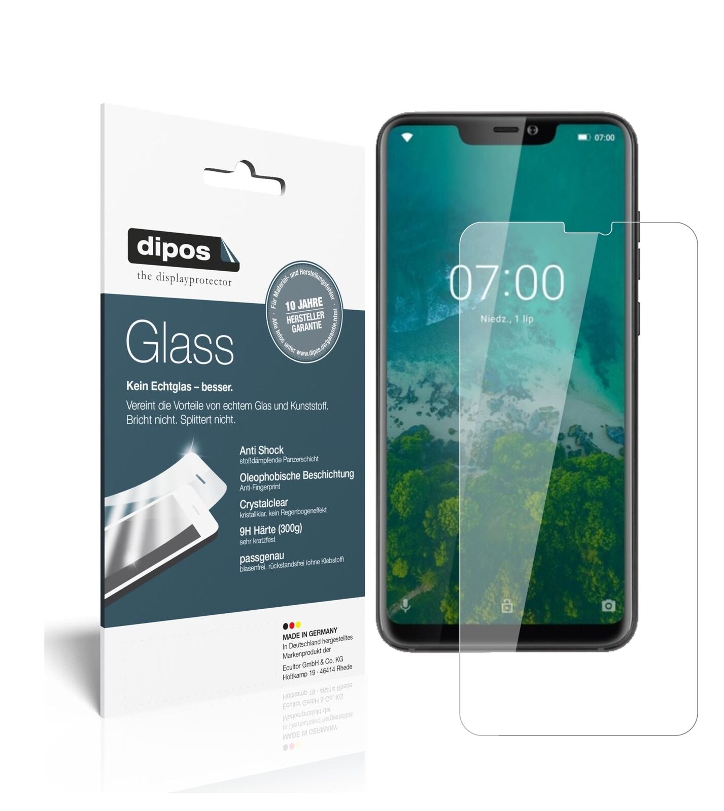 KrugerMatz Smartfon LIVE 7S mit aufgebrachter dipos Flex Schutzfolie, glasklare Darstellung ohne Einschränkungen