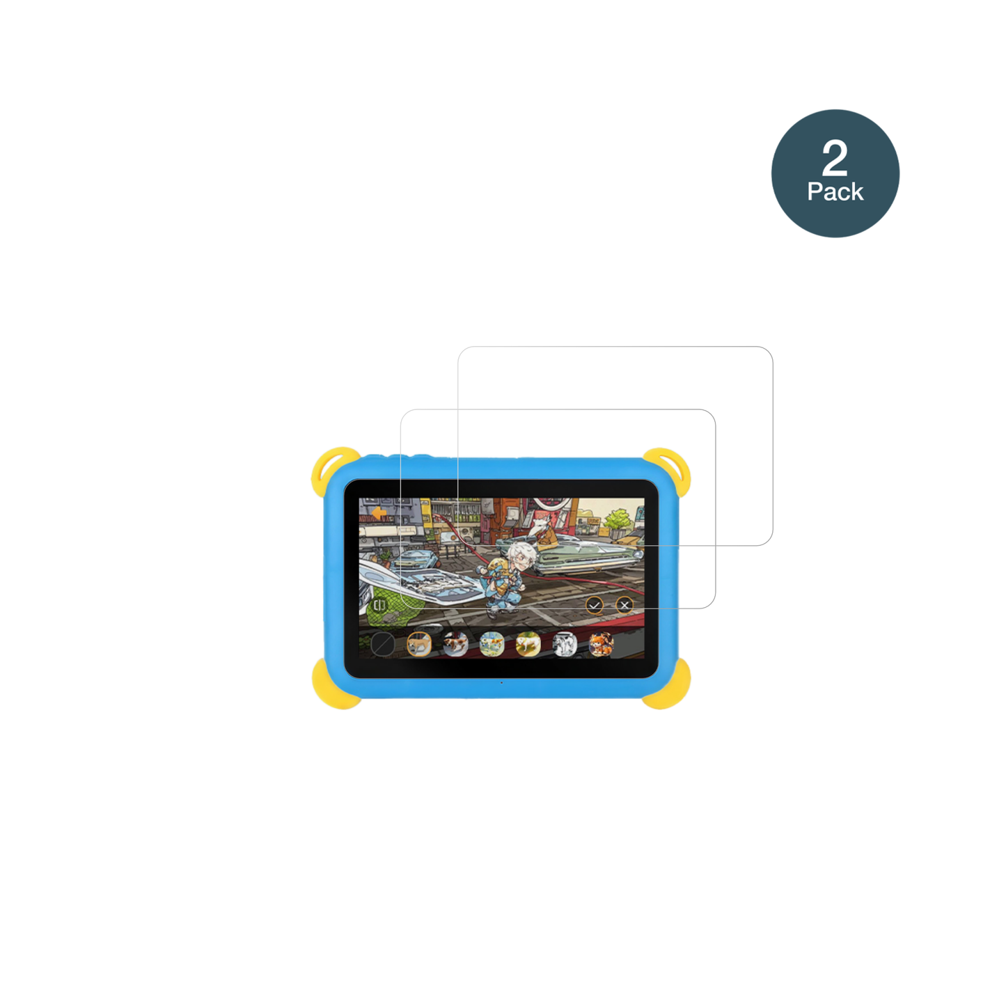 LaptokKT1008 mit aufgebrachter dipos Flex Schutzfolie, glasklare Darstellung ohne Einschränkungen