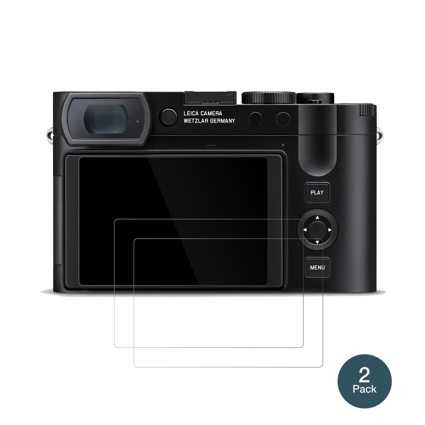 LeicaQ3 43 mit aufgebrachter dipos Flex Schutzfolie, glasklare Darstellung ohne Einschränkungen