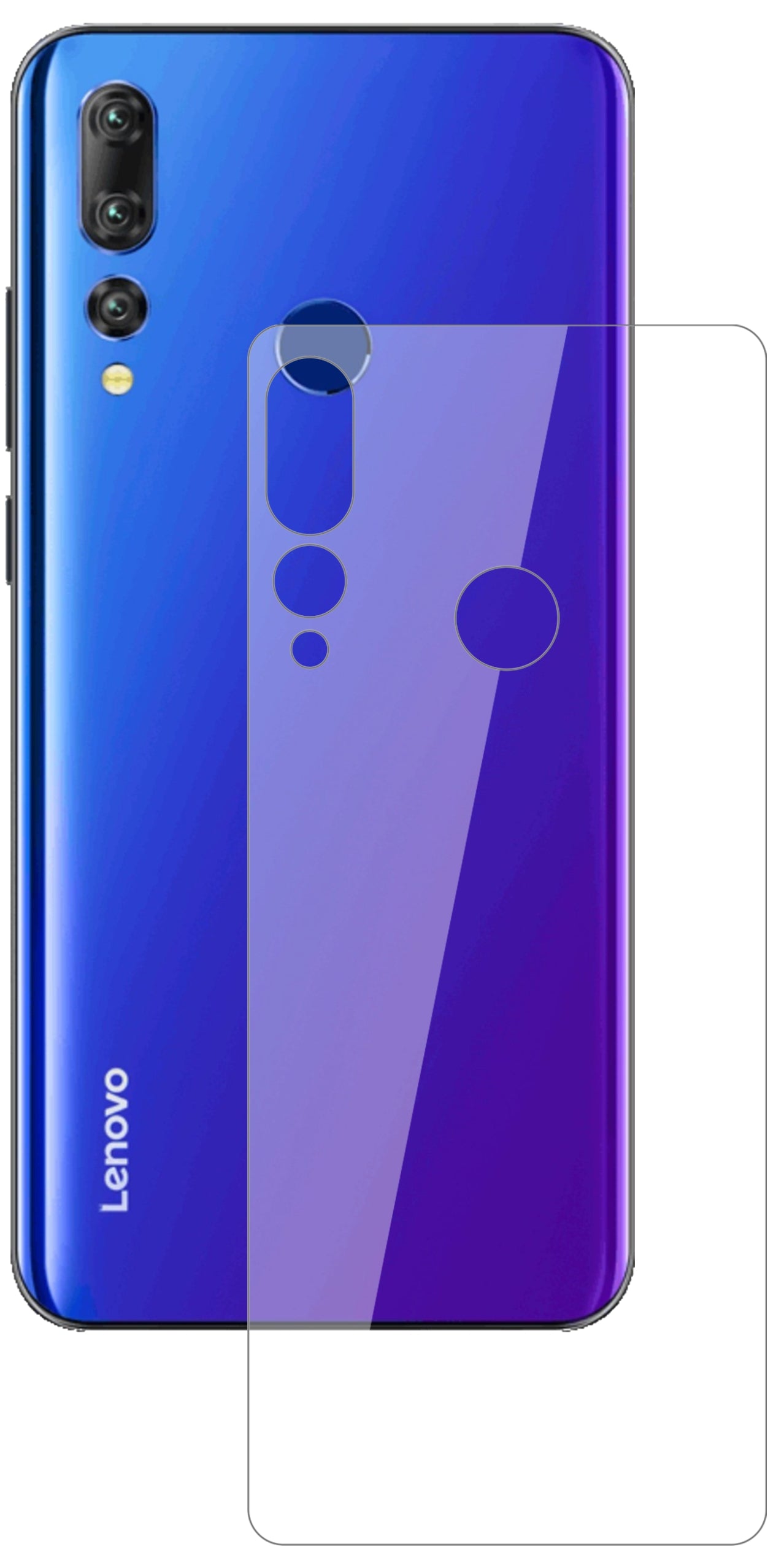 LenovoK6 Enjoy Rückseite mit aufgebrachter dipos Flex Schutzfolie, glasklare Darstellung ohne Einschränkungen