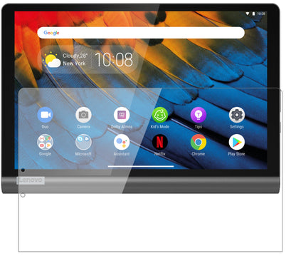 LenovoYoga Smart Tab 10.1 YT-X705F mit aufgebrachter dipos Flex Schutzfolie, glasklare Darstellung ohne Einschränkungen