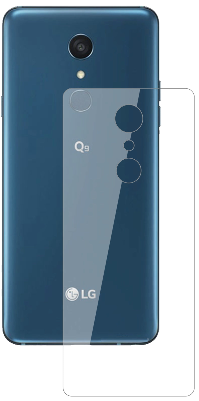 LGQ9 One Rückseite mit aufgebrachter dipos Flex Schutzfolie, glasklare Darstellung ohne Einschränkungen
