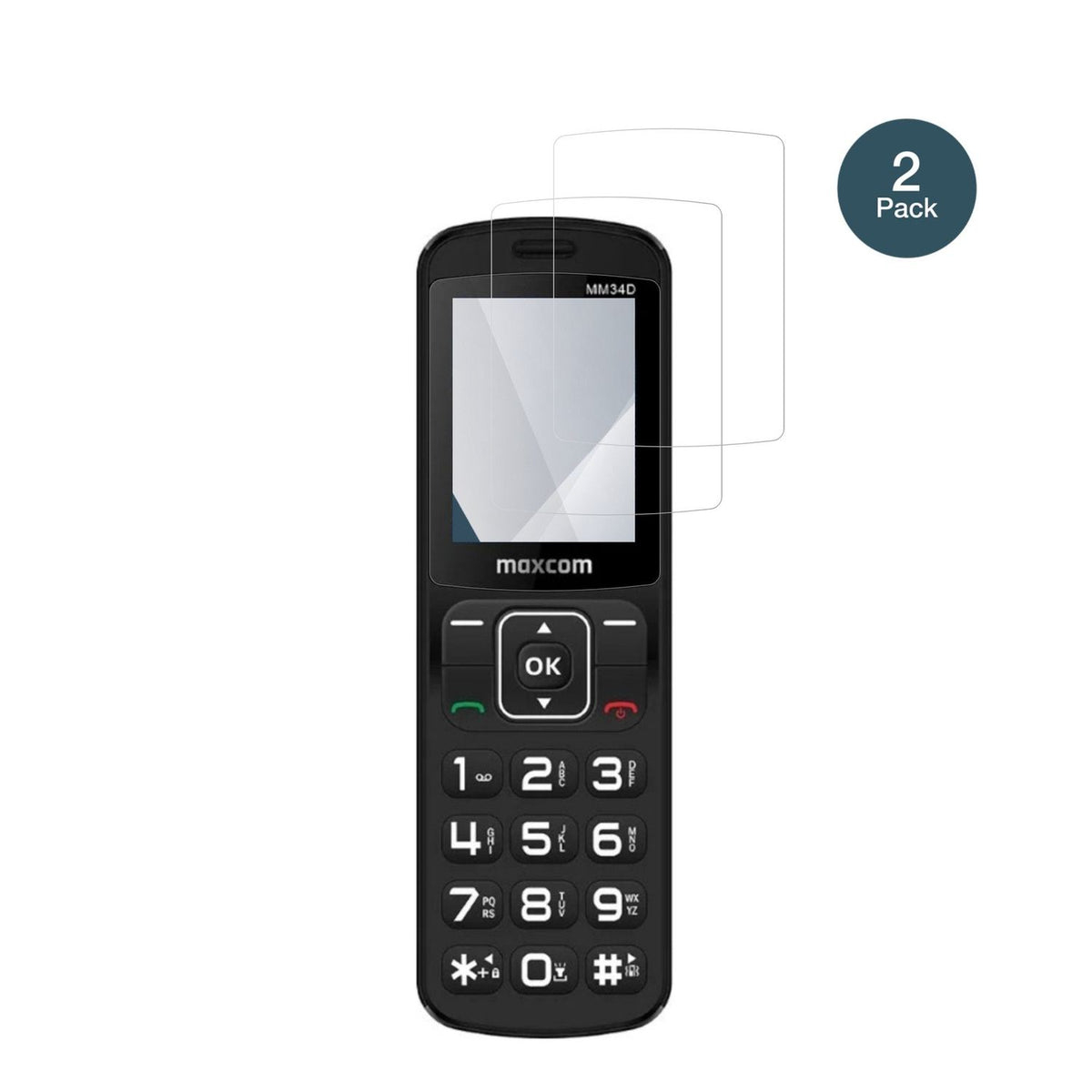 MaxComComfort MM34D 4G mit aufgebrachter dipos Flex Schutzfolie, glasklare Darstellung ohne Einschränkungen