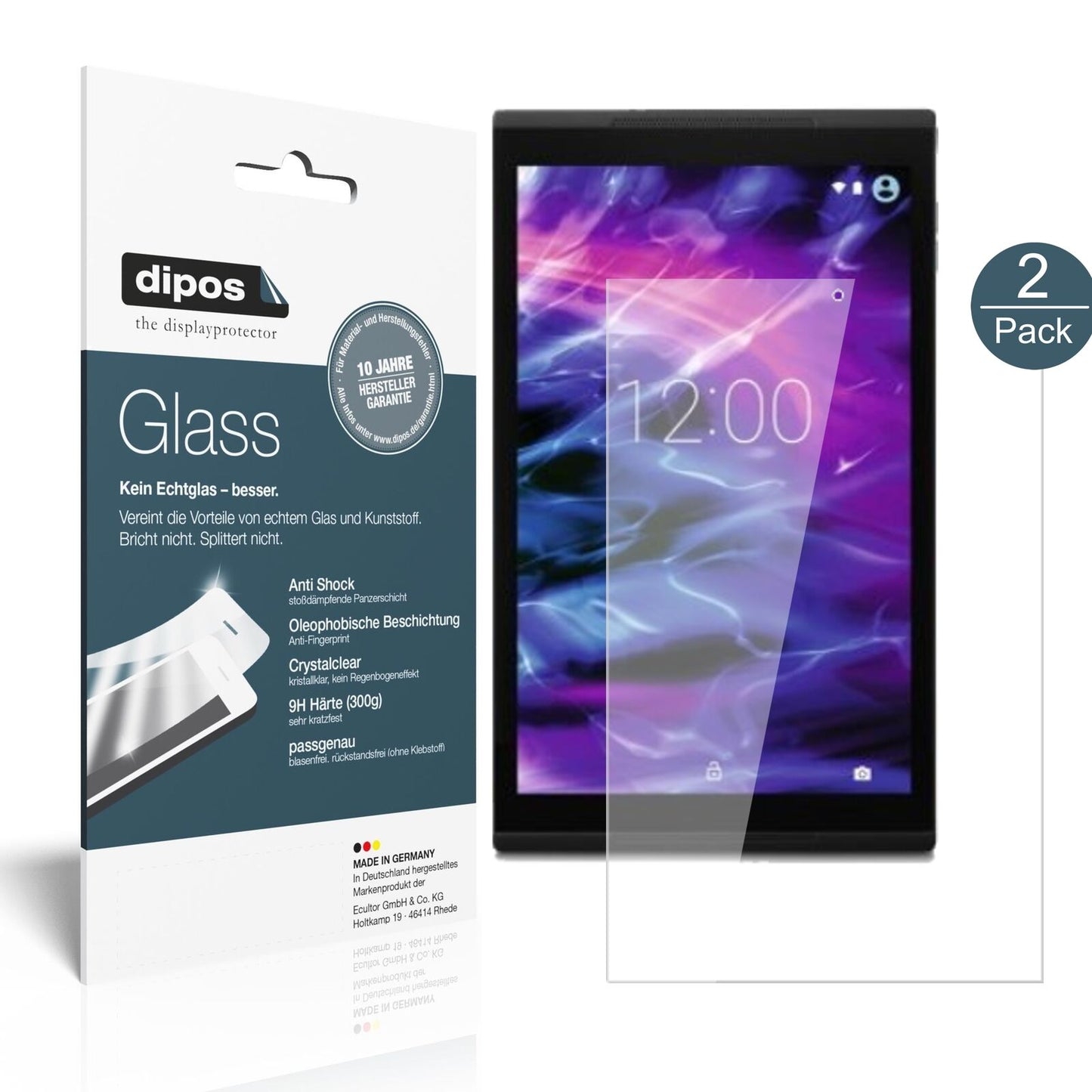 MedionLifetab X10302 mit aufgebrachter dipos Flex Schutzfolie, glasklare Darstellung ohne Einschränkungen