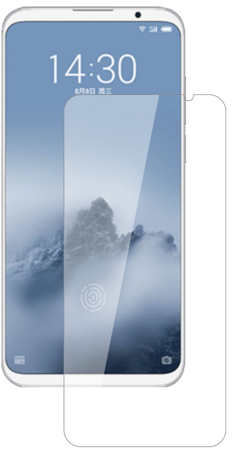 Meizu16 Plus mit aufgebrachter dipos Flex Schutzfolie, glasklare Darstellung ohne Einschränkungen