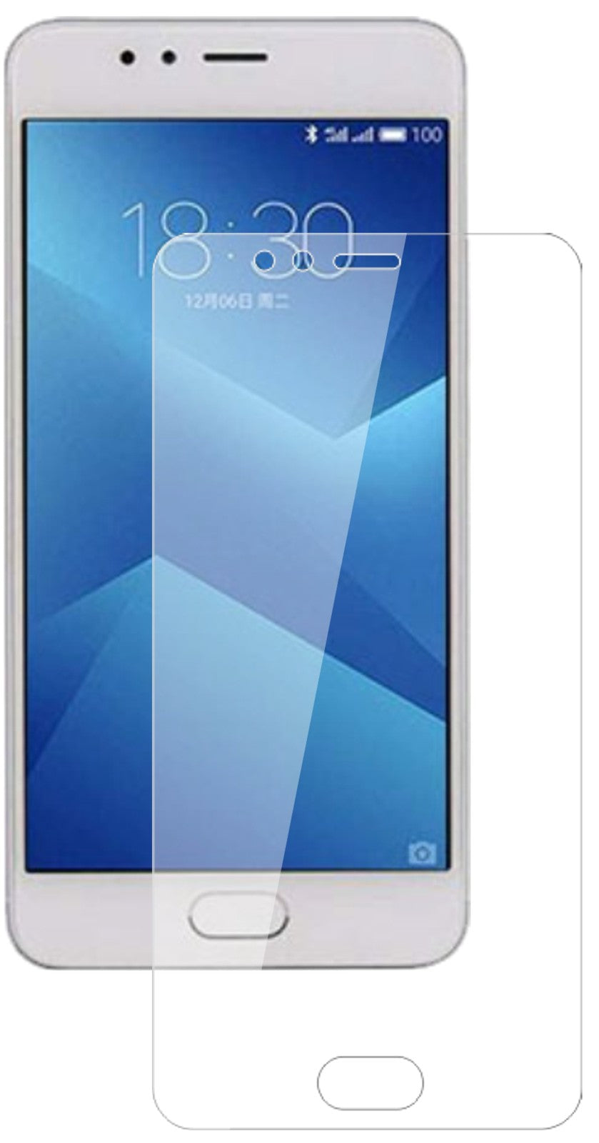 MeizuM5s mit aufgebrachter dipos Flex Schutzfolie, glasklare Darstellung ohne Einschränkungen