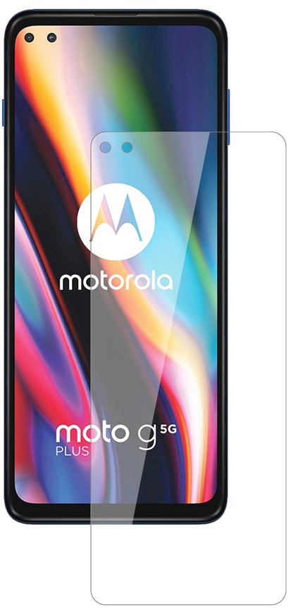 MotorolaMoto G 5G Plus mit aufgebrachter dipos Flex Schutzfolie, glasklare Darstellung ohne Einschränkungen