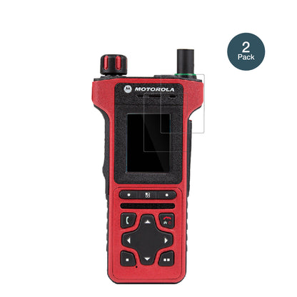 MotorolaMTP8500Ex mit aufgebrachter dipos Flex Schutzfolie, glasklare Darstellung ohne Einschränkungen