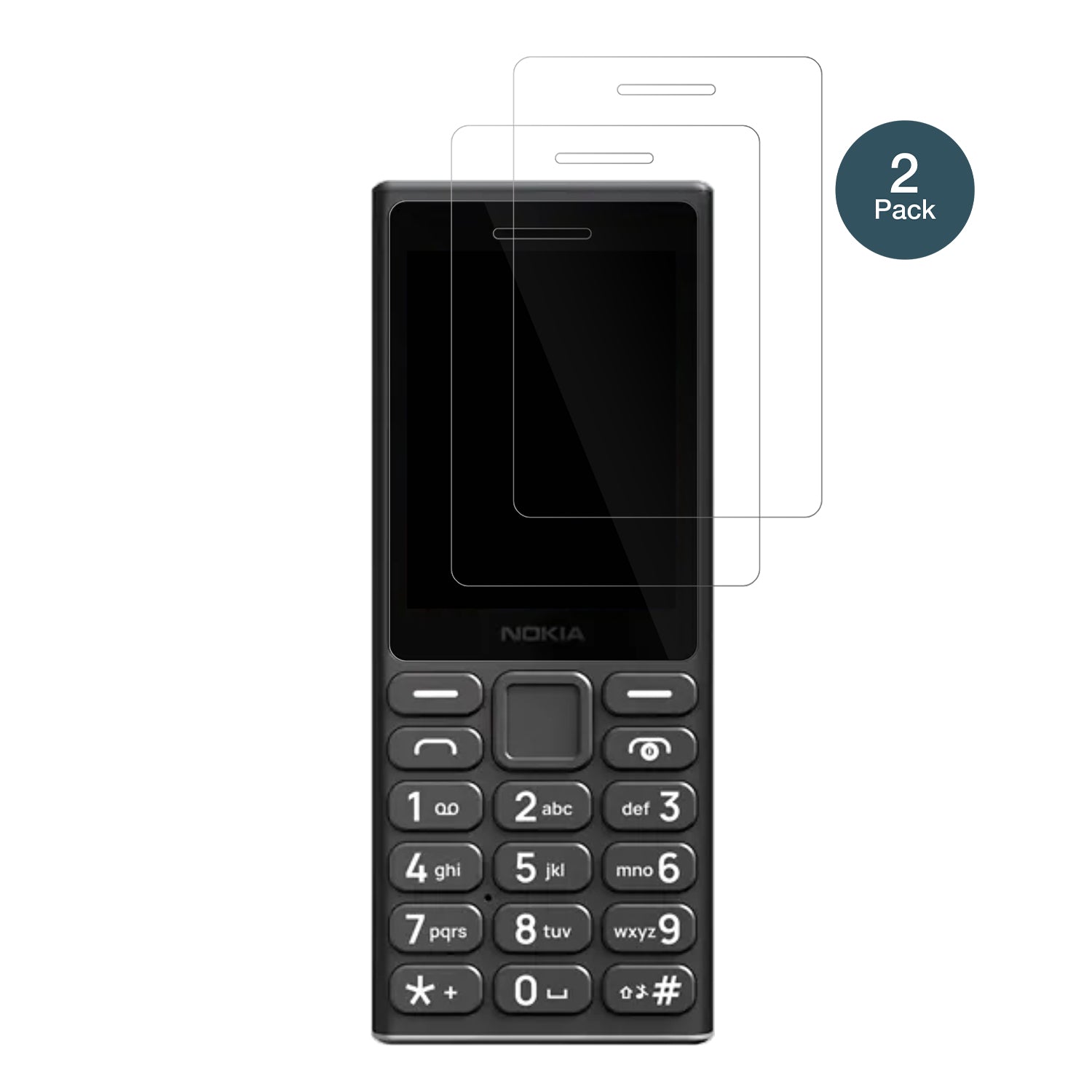 Nokia105 4G 2024 mit aufgebrachter dipos Flex Schutzfolie, glasklare Darstellung ohne Einschränkungen