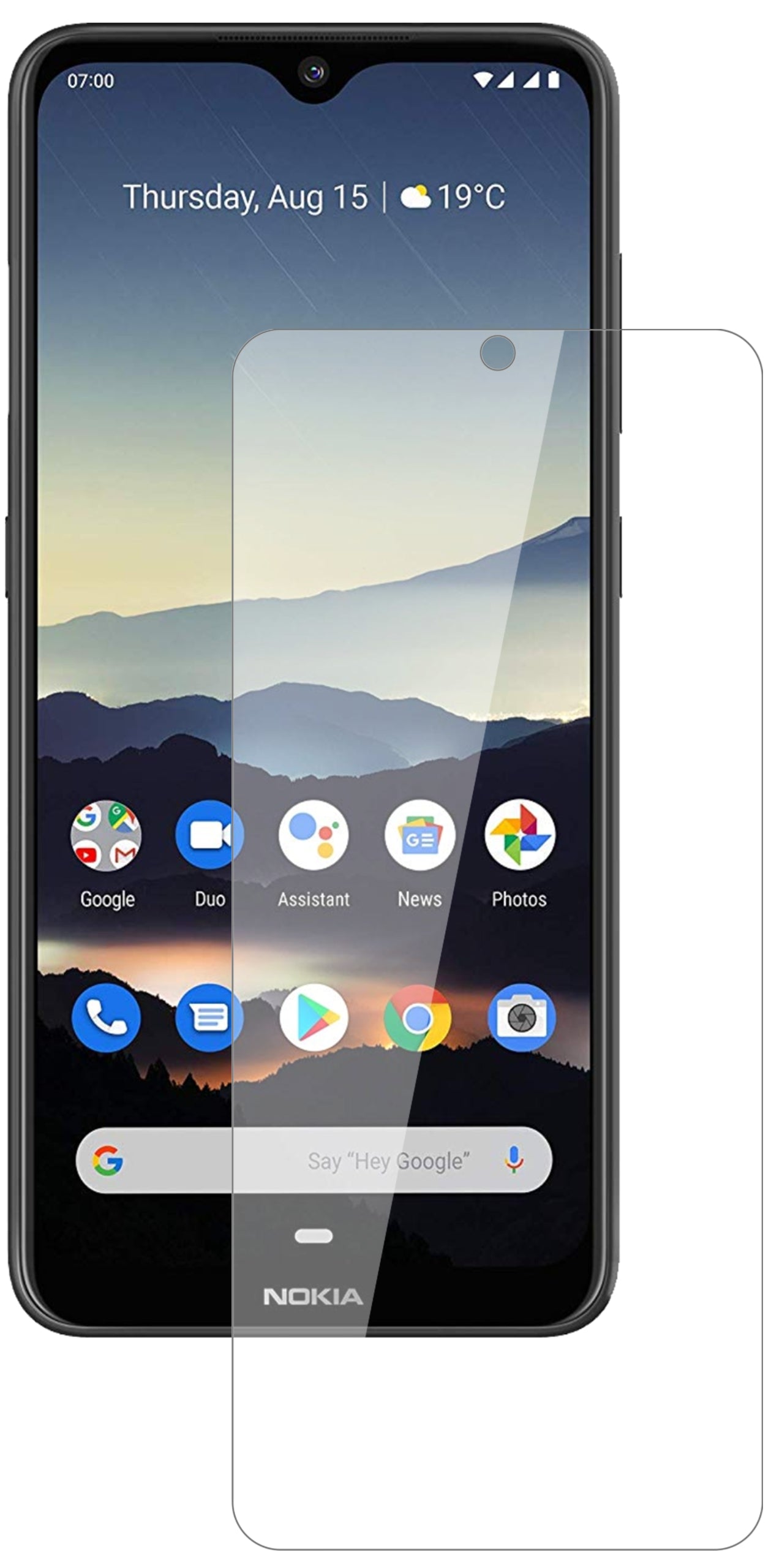 Nokia46060 mit aufgebrachter dipos Flex Schutzfolie, glasklare Darstellung ohne Einschränkungen
