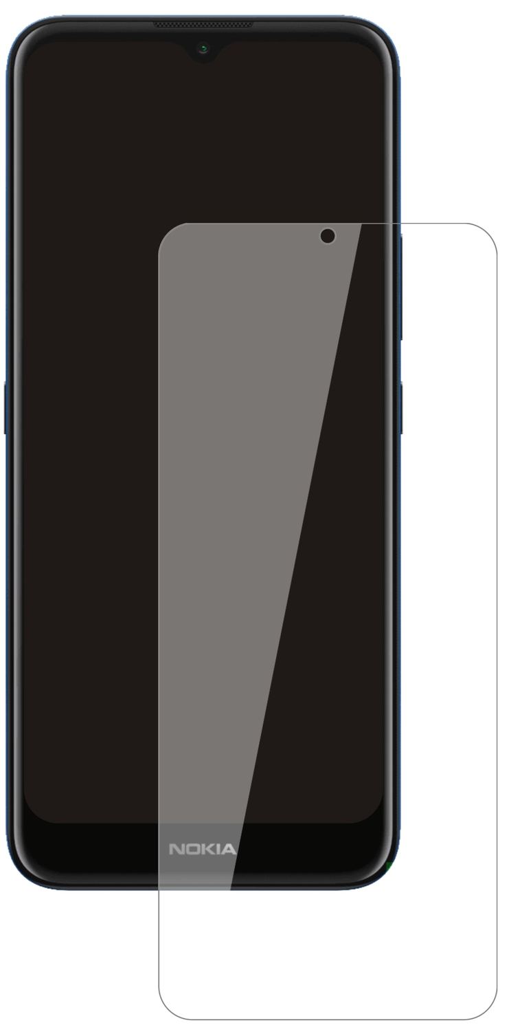 NokiaC20 mit aufgebrachter dipos Flex Schutzfolie, glasklare Darstellung ohne Einschränkungen