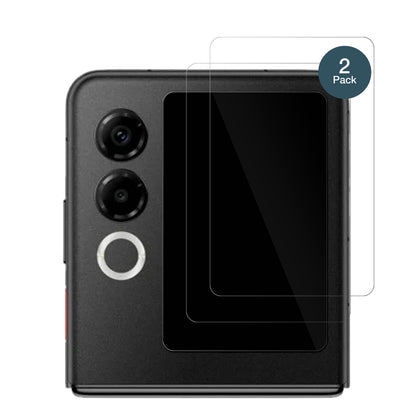 NubiaZTE Flip 2 5G Außenseite mit aufgebrachter dipos Flex Schutzfolie, glasklare Darstellung ohne Einschränkungen