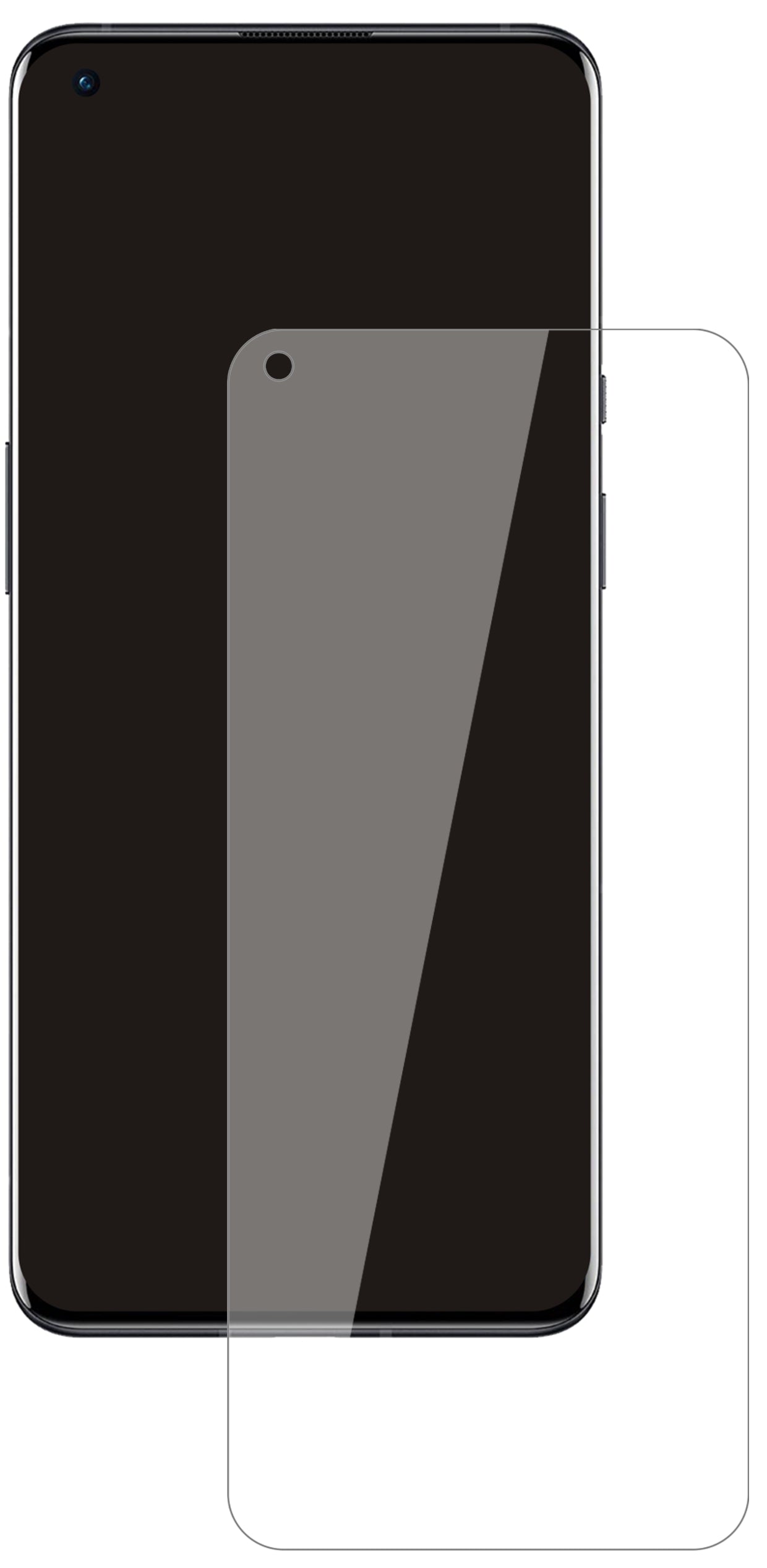 OnePlus9R mit aufgebrachter dipos Flex Schutzfolie, glasklare Darstellung ohne Einschränkungen