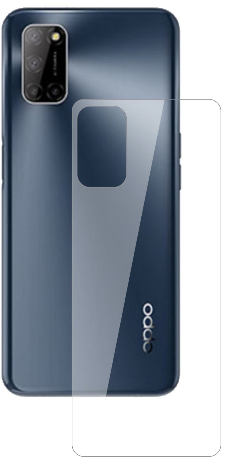 OppoA72 Rückseite mit aufgebrachter dipos Flex Schutzfolie, glasklare Darstellung ohne Einschränkungen