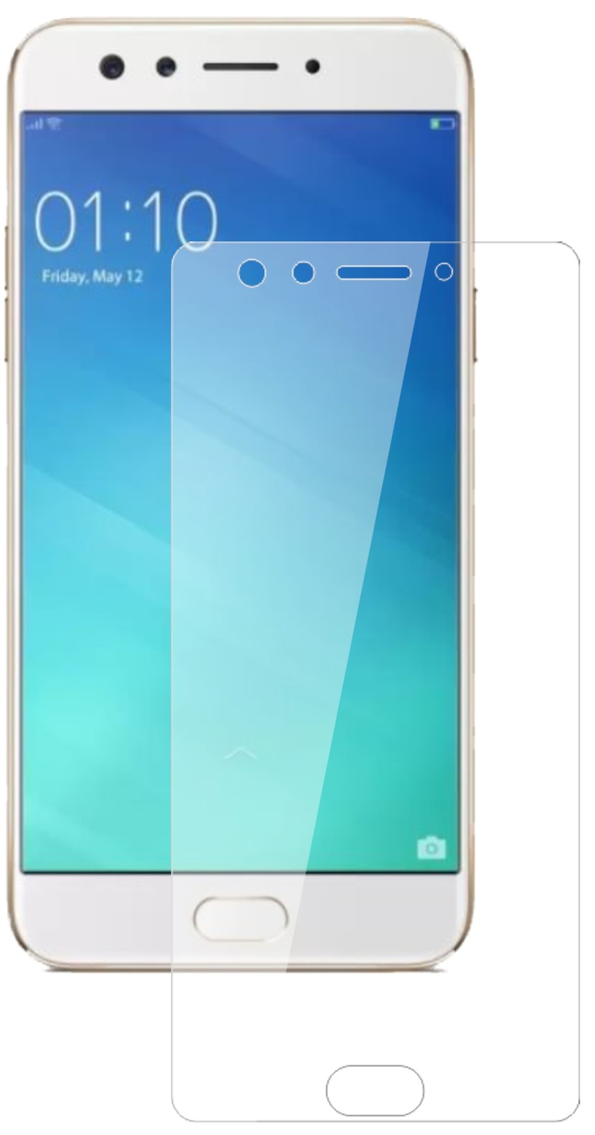 OppoF3 mit aufgebrachter dipos Flex Schutzfolie, glasklare Darstellung ohne Einschränkungen