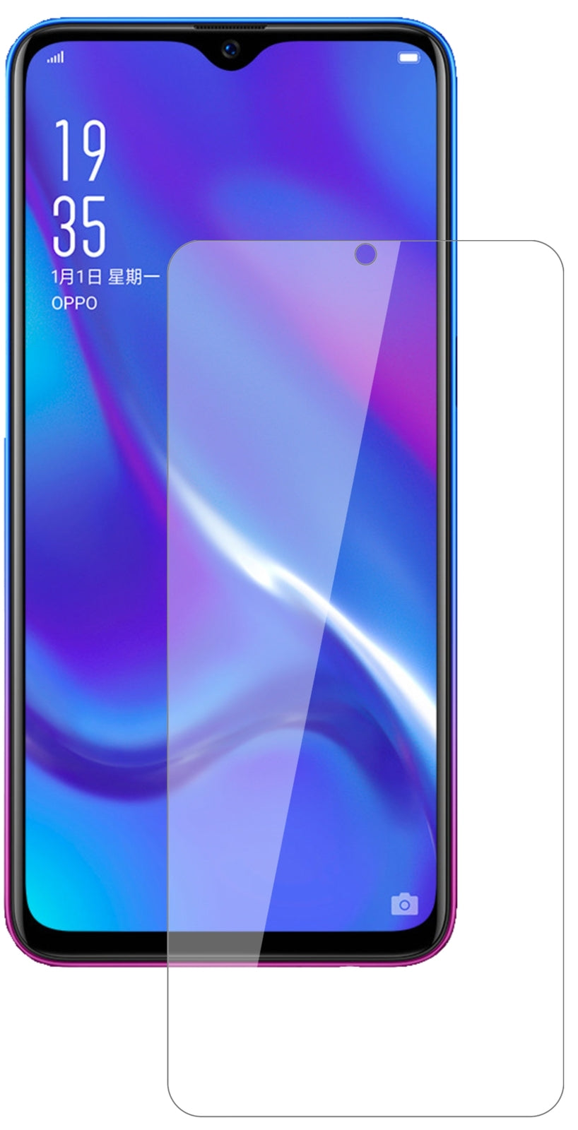 OppoRX17 Neo Pro mit aufgebrachter dipos Flex Schutzfolie, glasklare Darstellung ohne Einschränkungen