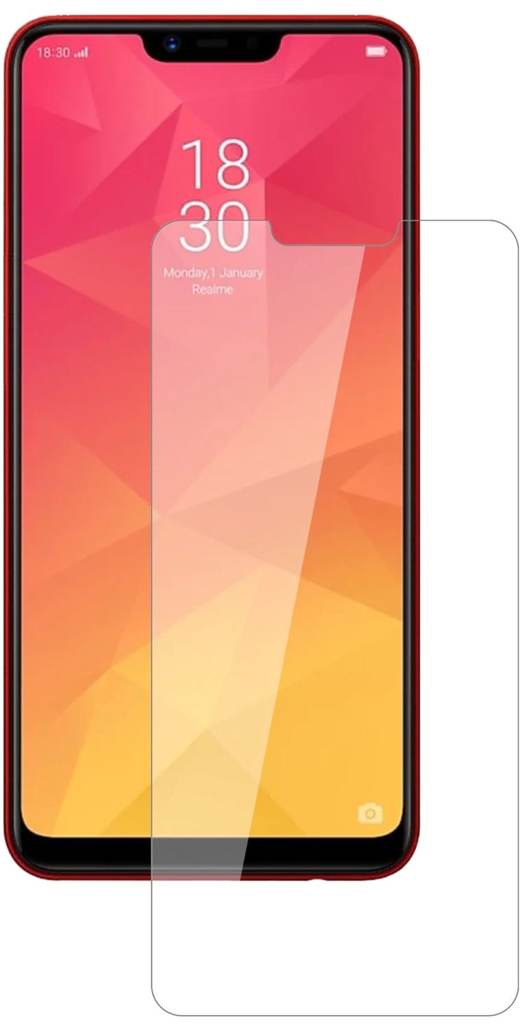 OppoRealme 2 mit aufgebrachter dipos Flex Schutzfolie, glasklare Darstellung ohne Einschränkungen