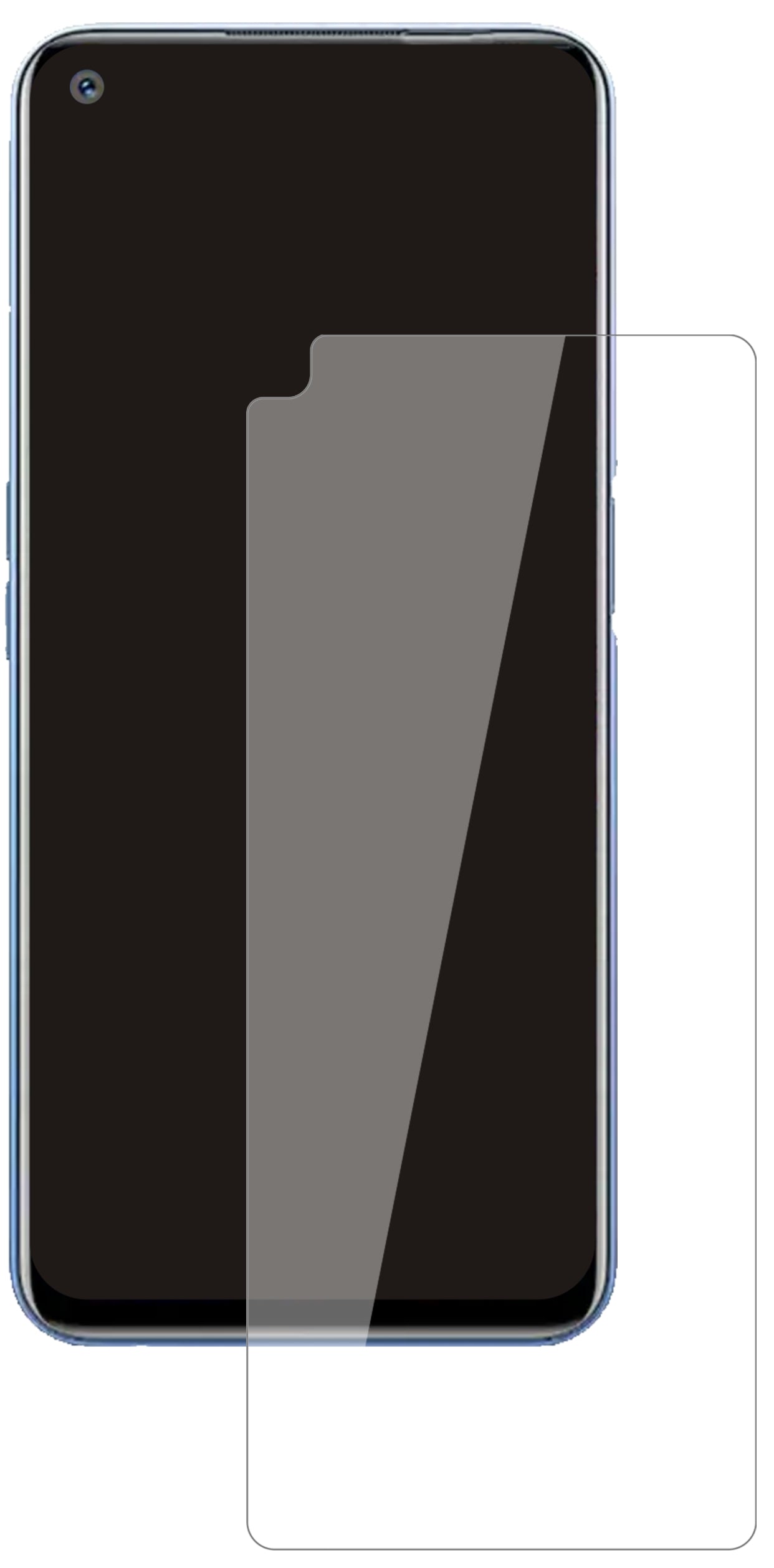 OppoRealme Narzo 30 Pro mit aufgebrachter dipos Flex Schutzfolie, glasklare Darstellung ohne Einschränkungen