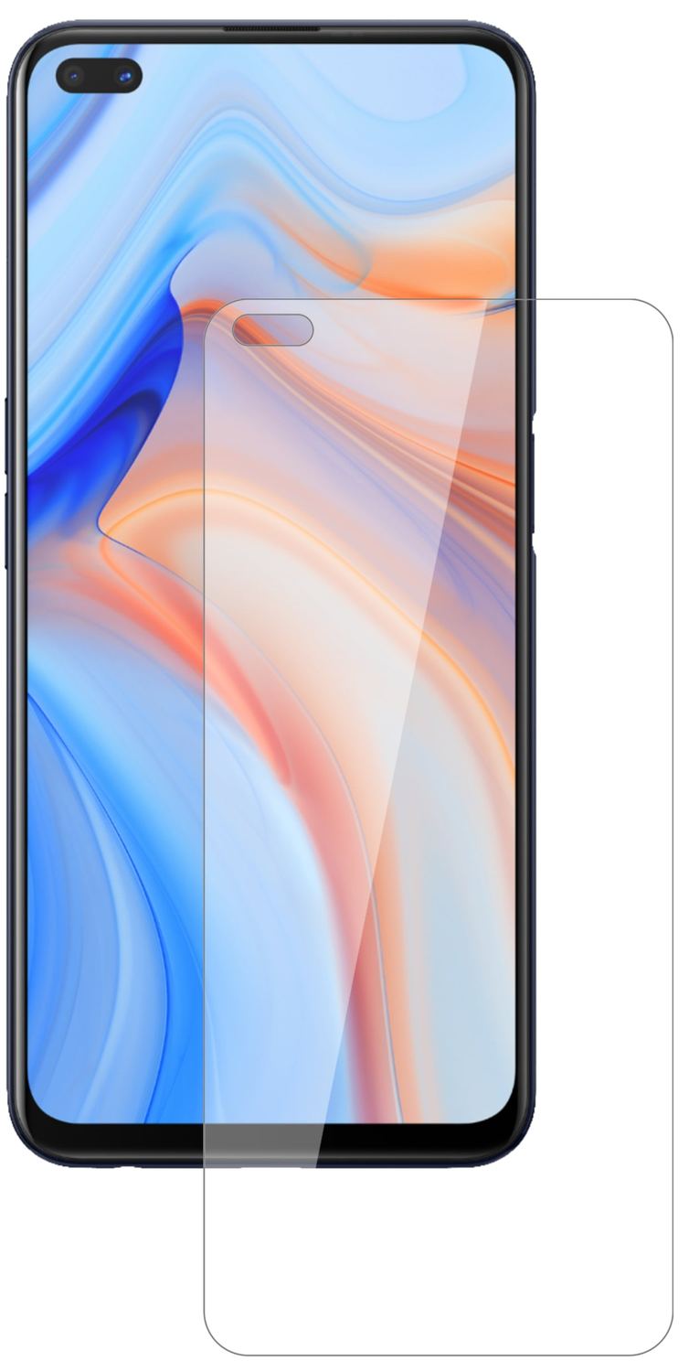 OppoReno4 Z 5G mit aufgebrachter dipos Flex Schutzfolie, glasklare Darstellung ohne Einschränkungen