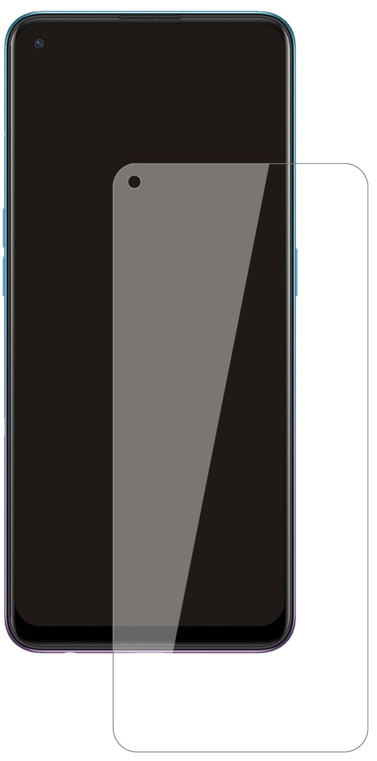 OppoReno5 5G mit aufgebrachter dipos Flex Schutzfolie, glasklare Darstellung ohne Einschränkungen