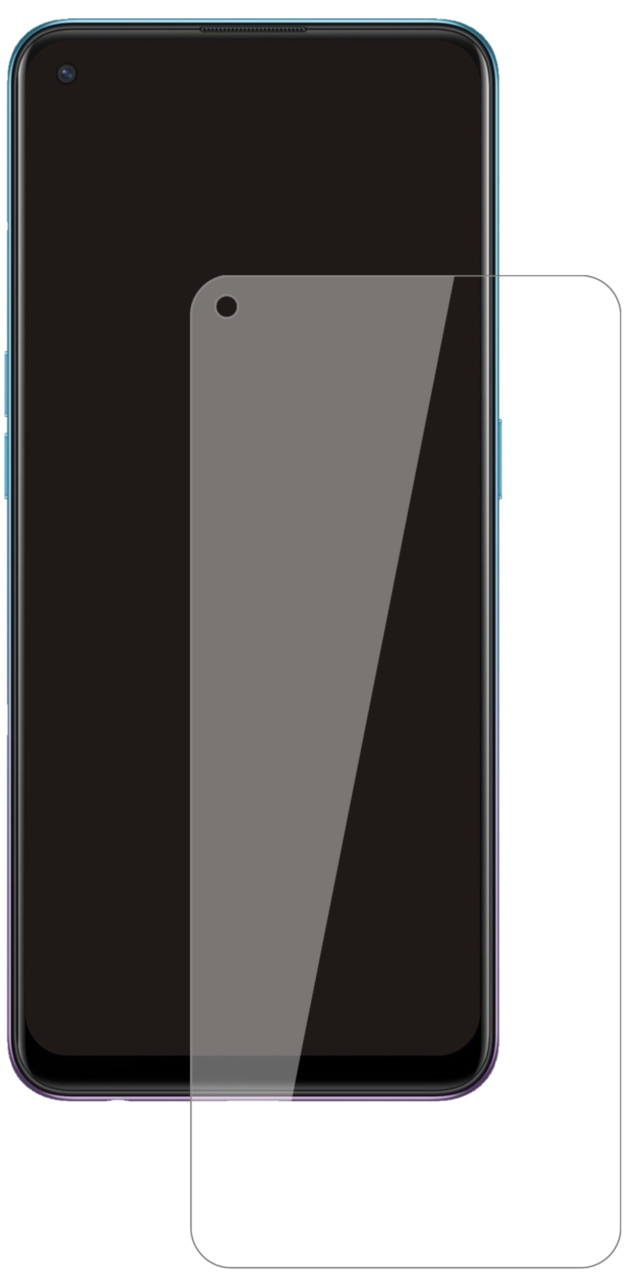 OppoReno5 F mit aufgebrachter dipos Flex Schutzfolie, glasklare Darstellung ohne Einschränkungen