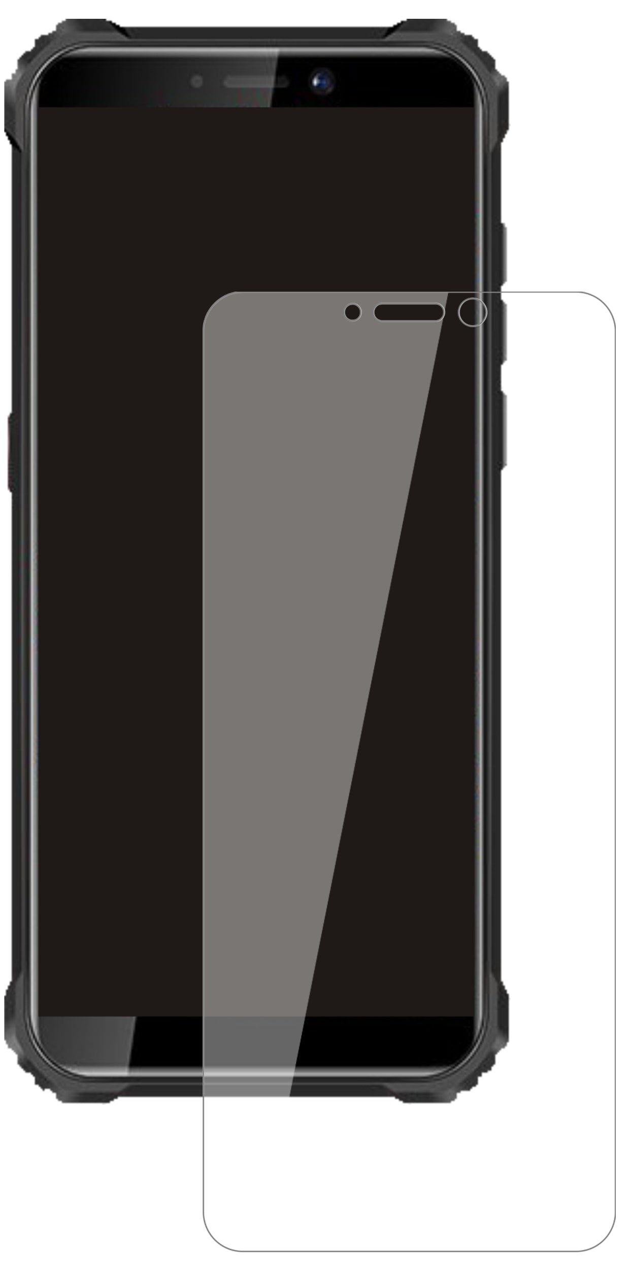 OukitelWP5 Pro (2020) mit aufgebrachter dipos Flex Schutzfolie, glasklare Darstellung ohne Einschränkungen