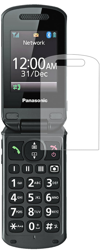 PanasonicKX-TU329 mit aufgebrachter dipos Flex Schutzfolie, glasklare Darstellung ohne Einschränkungen