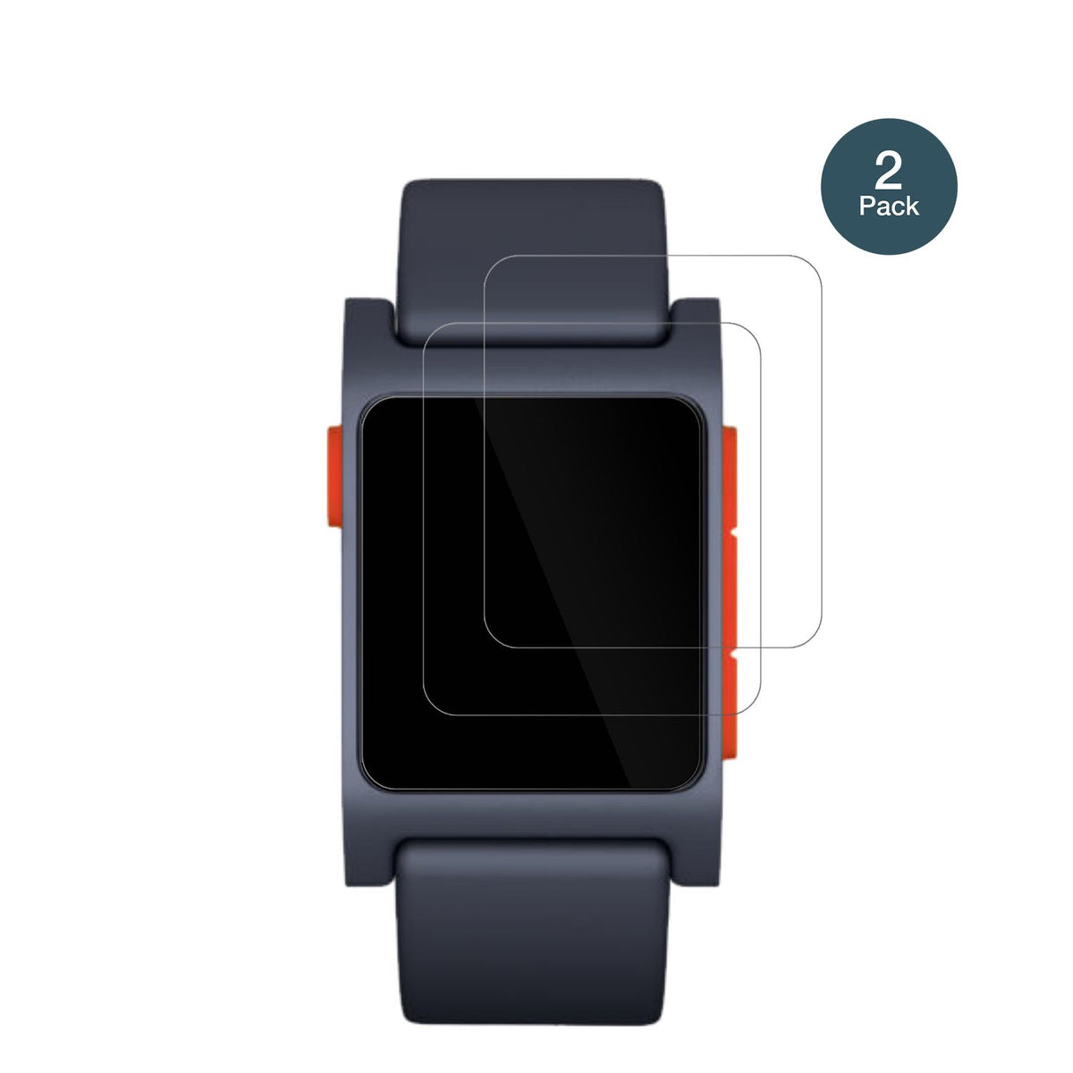 Pebble2 mit aufgebrachter dipos Flex Schutzfolie, glasklare Darstellung ohne Einschränkungen